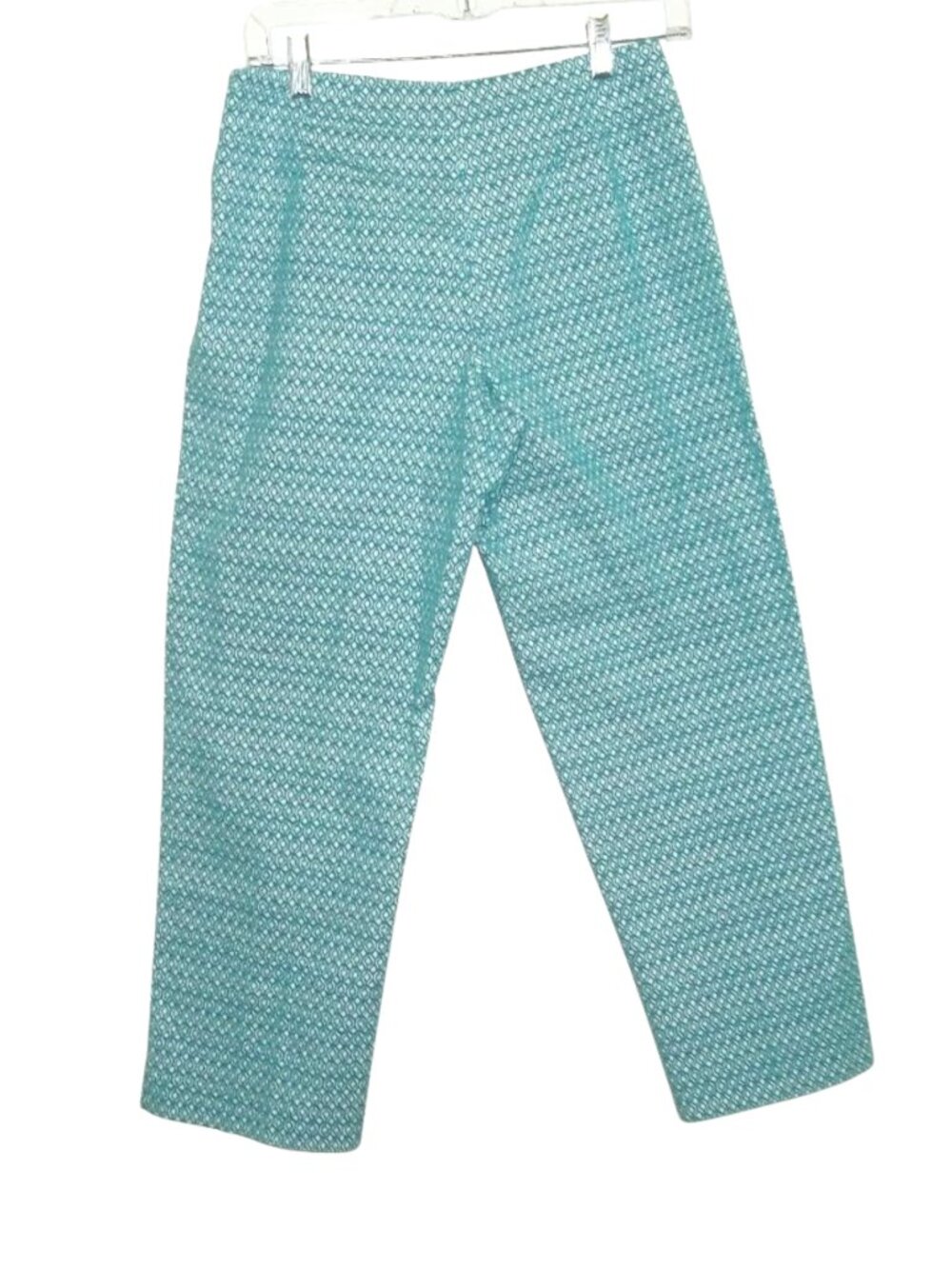 Beautiful Talbots Stretch Size 4 pants in a vibrant blue white geometric print